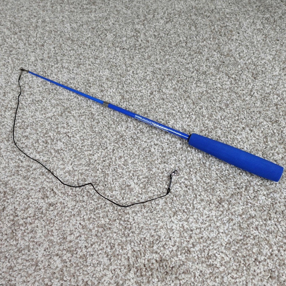 Blue Telescoping Handheld Cat Toy Wand pet play feather holder pet parent